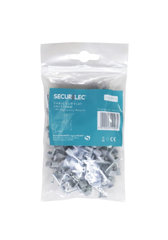 Securlec Cable Clips Flat Grey - 2.5mm 100 Piece