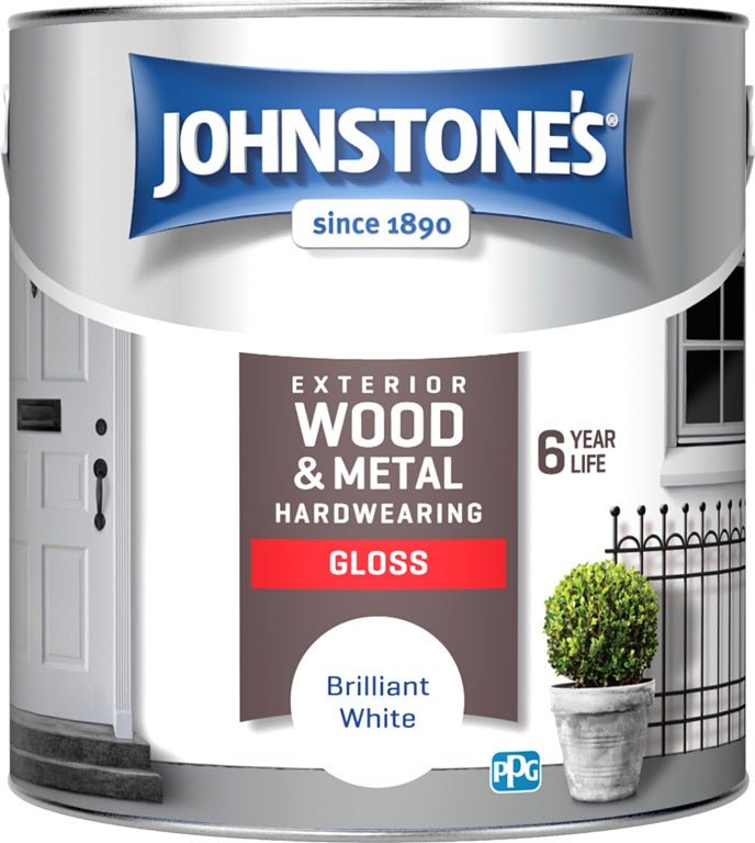 Johnstone's Exterior Hardwearing Gloss - Brilliant White - 2.5L