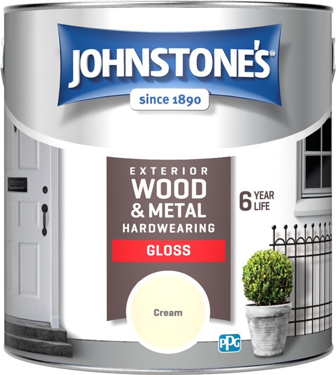 Johnstone's Exterior Hardwearing Gloss 2.5L - Cream