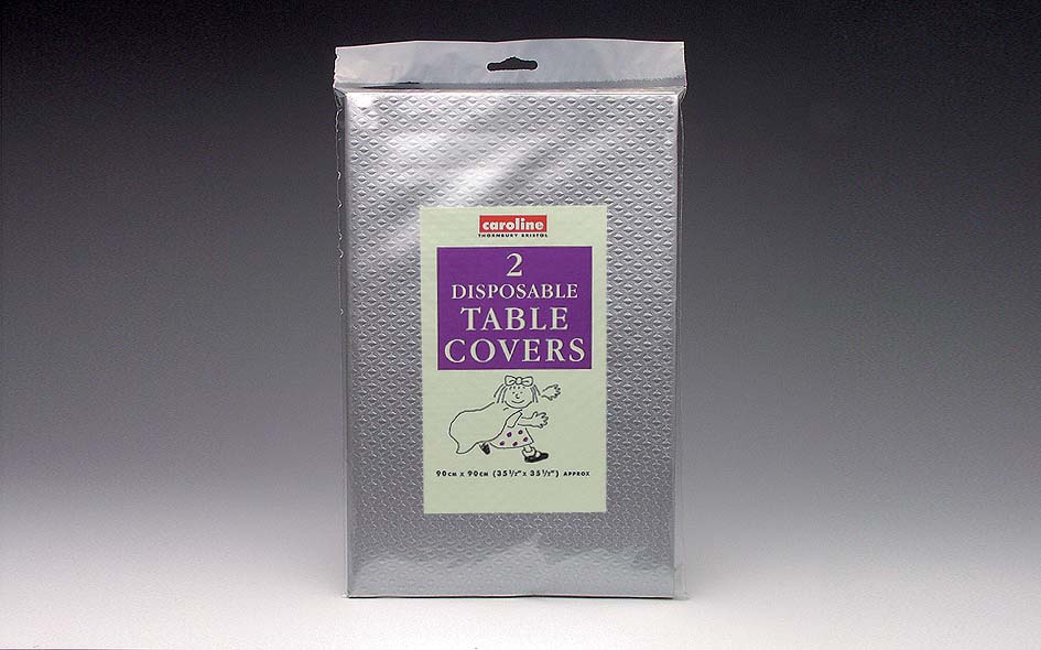Caroline Square Paper Table Covers - 90cm Silver, 2 Pack