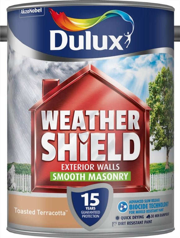 Dulux Weathershield Smooth Masonry Paint 5L - Toasted Terracotta