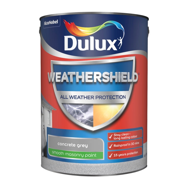 Dulux Weathershield Smooth Masonry Paint 5L - Concrete Grey