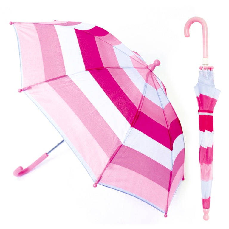 Drizzles Childs Pink Striped Umbrella - Pink Only