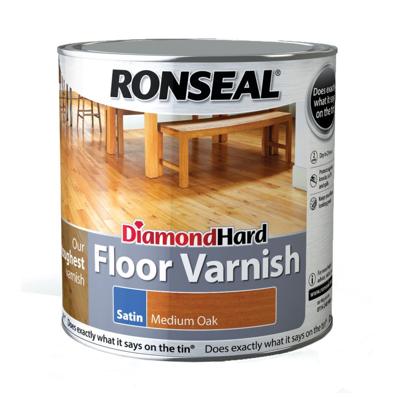 Ronseal Diamond Hard Coloured Floor Varnish 2.5L - Medium Oak