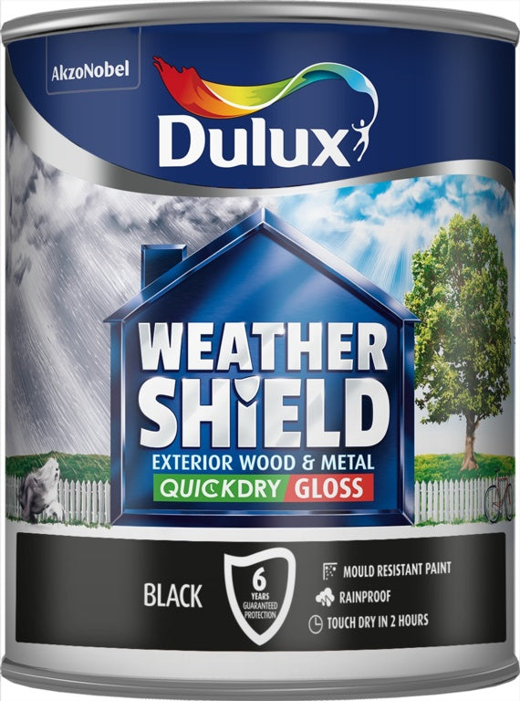 Dulux Weathershield Exterior Quick Dry Gloss 750ml - Black