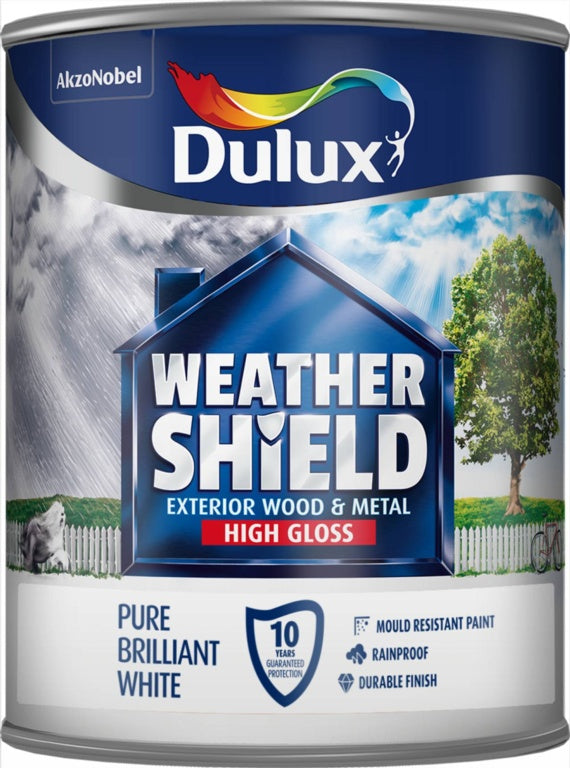 Dulux Weathershield Exterior Quick Dry Gloss 750ml - Pure Brilliant White