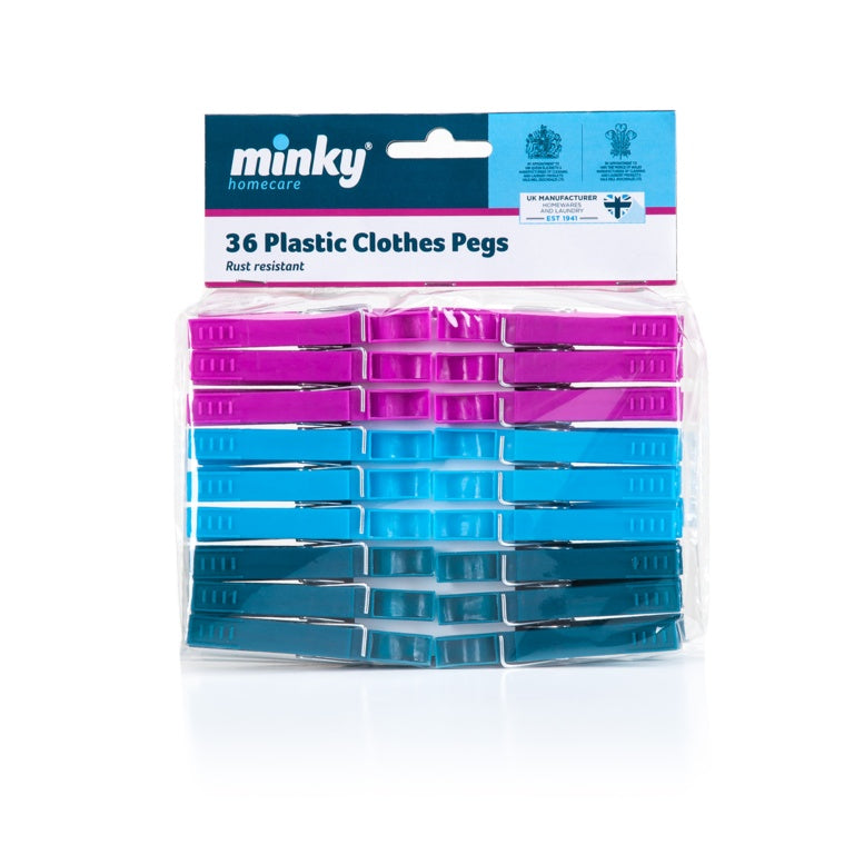 Minky Spring Loaded Plastic Pegs - 7.5 x 1.5 x 1cm