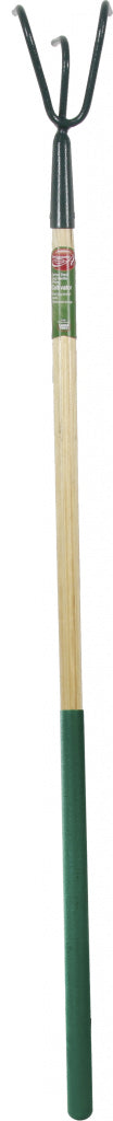 Ambassador Carbon Steel Long Handle 3 Prong Cultivator Wooden Handle - Length: 138cm. Foam Handle Length: 61cm