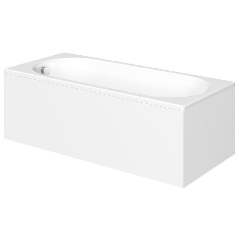 Trojan Cascade 1600x700mm 2 Tap Hole Single End Bath - White