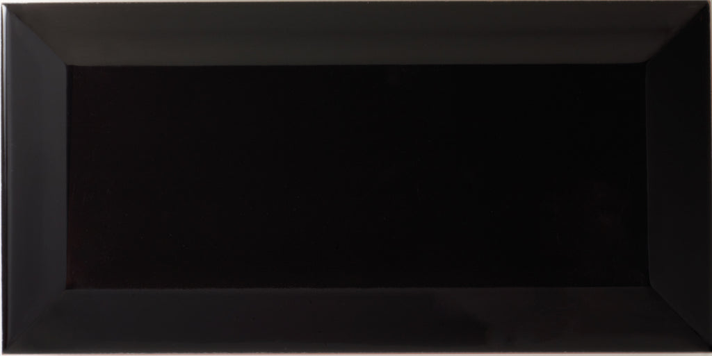 Johnson Tiles Bevel Brick Gloss Tiles - Black 200x100x7.5