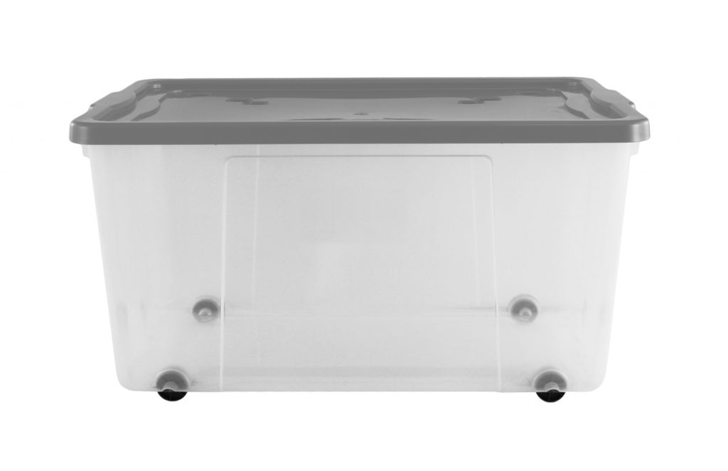 Premier Wheeled Box - 100L Clear / Platinum Lid & Wheels