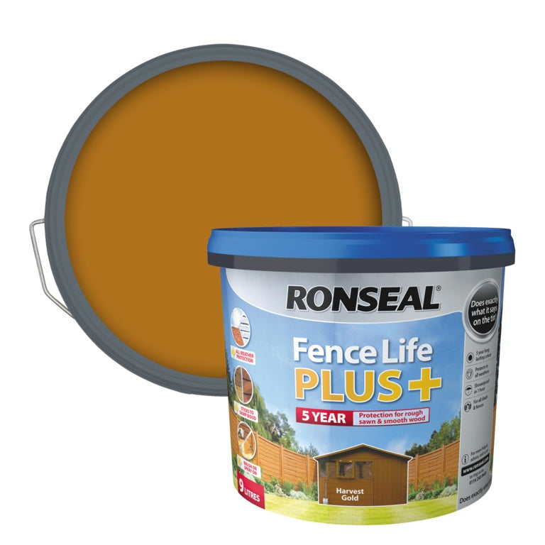 Ronseal Fence Life Plus 9L - Harvest Gold