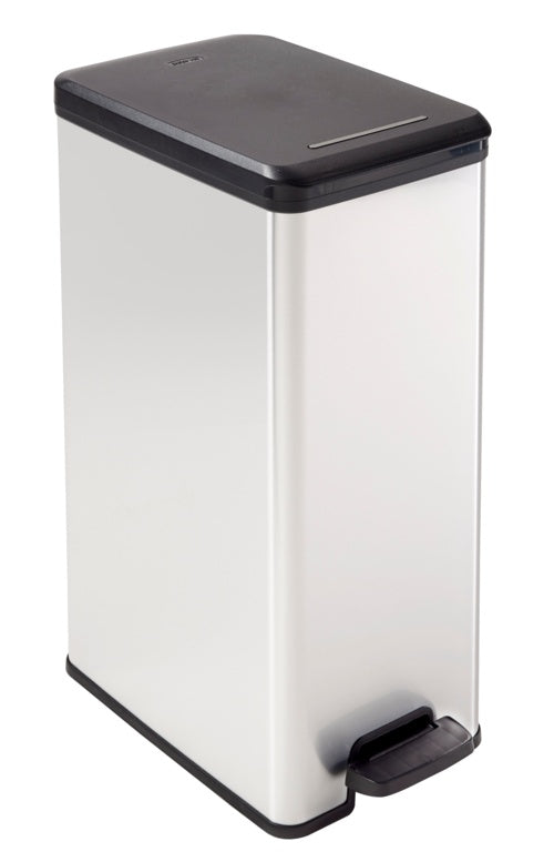 Curver Slim Line Stainless Steel Effect Deco Pedal Bin - 40L