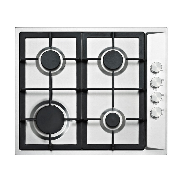 Kitchenplus 4 Burner Stainless Steel Gas Hob - (w)580mm x (h)94mm x (d)500mm