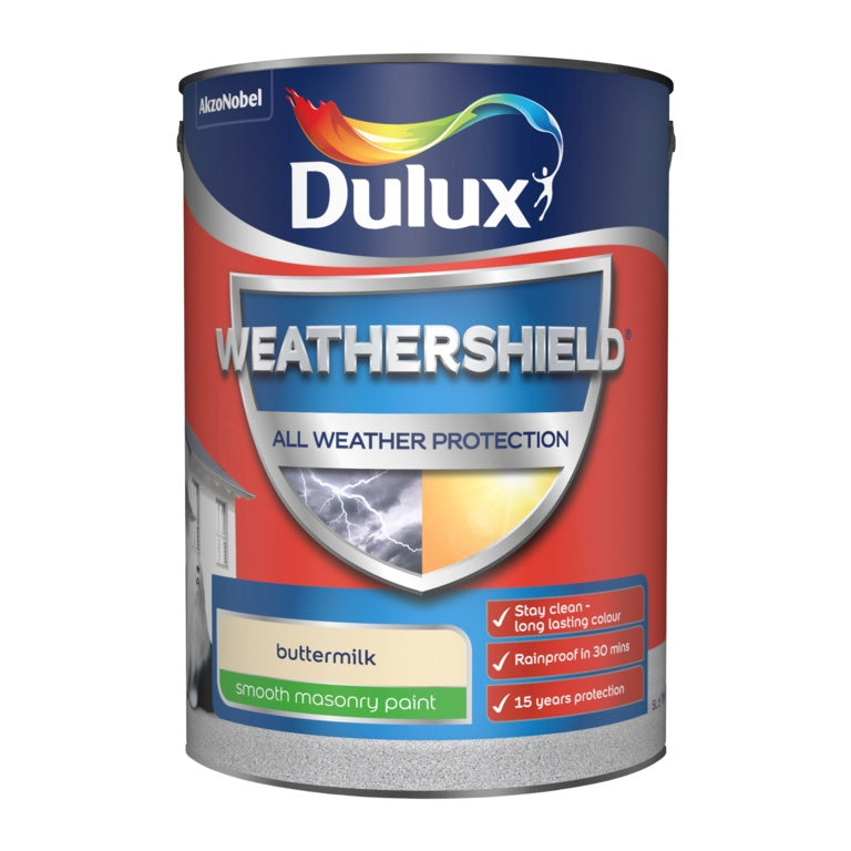 Dulux Weathershield Smooth Masonry Paint 5L - Buttermilk
