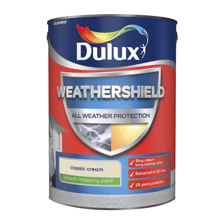 Dulux Weathershield Smooth Masonry Paint 5L - Classic Cream