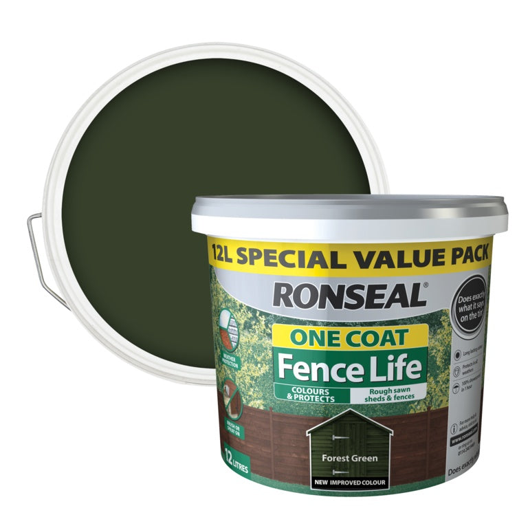 Ronseal One Coat Fence Life 12L - Forest Green