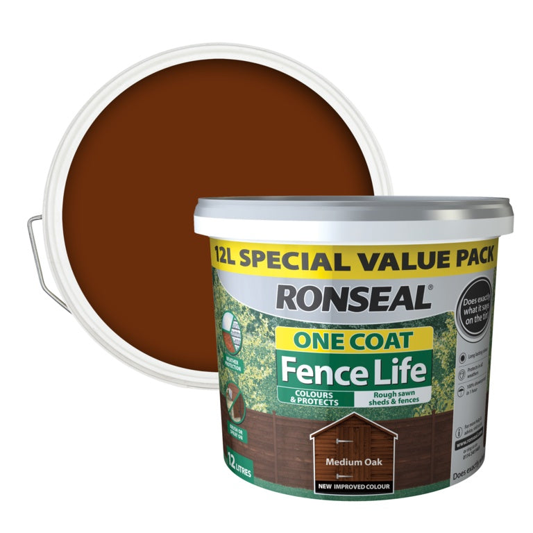 Ronseal One Coat Fence Life 12L - Medium Oak