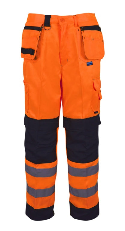 Black Knight Builders Hi Vis Trousers Orange & Black - 30R