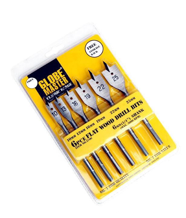 Globemaster Flat Wood Drill Bit Set - 6 Piece