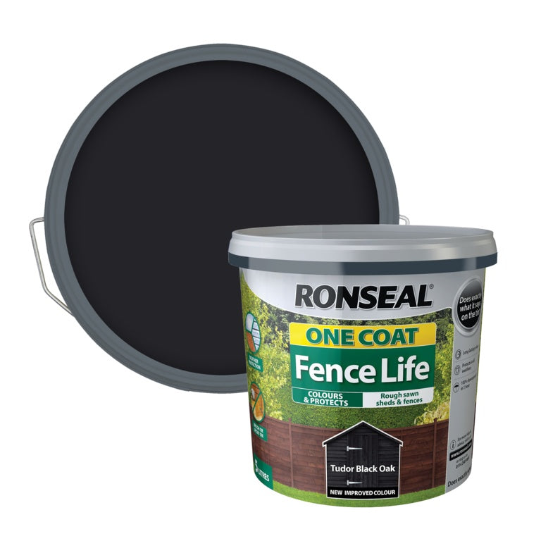 Ronseal One Coat Fence Life 5L - Tudor Black Oak