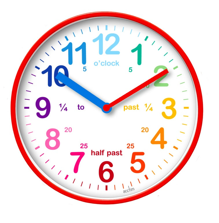 Acctim Wickford Kids Time Teach Clock 20cm - Red