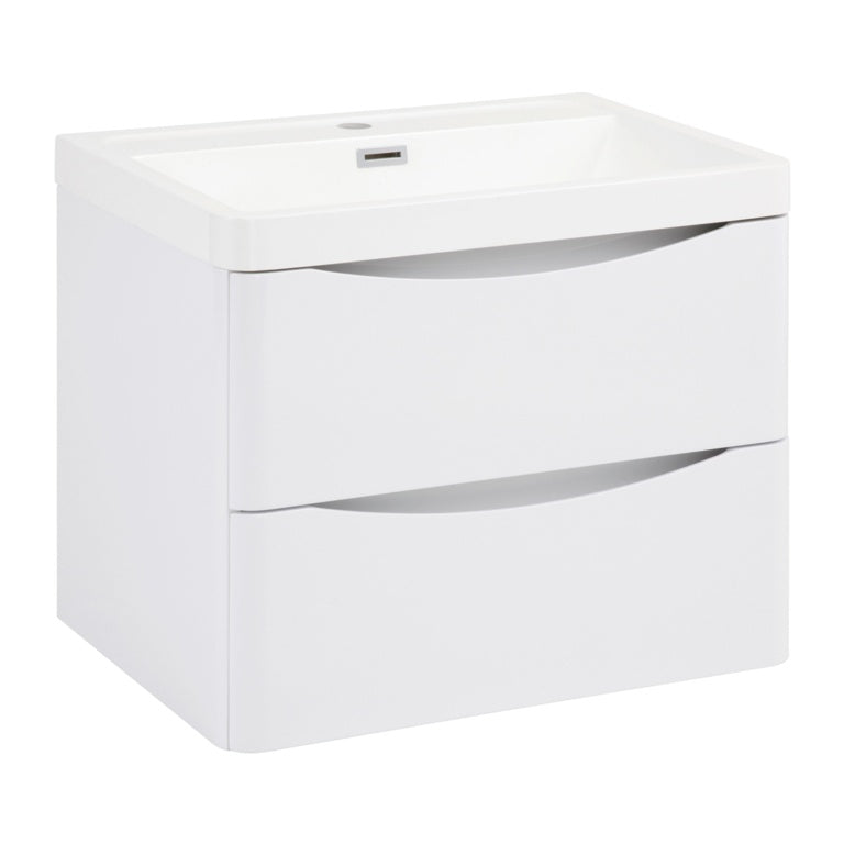 SP Ocata Gloss White Wall Hung Drawer Basin Unit - 600mm