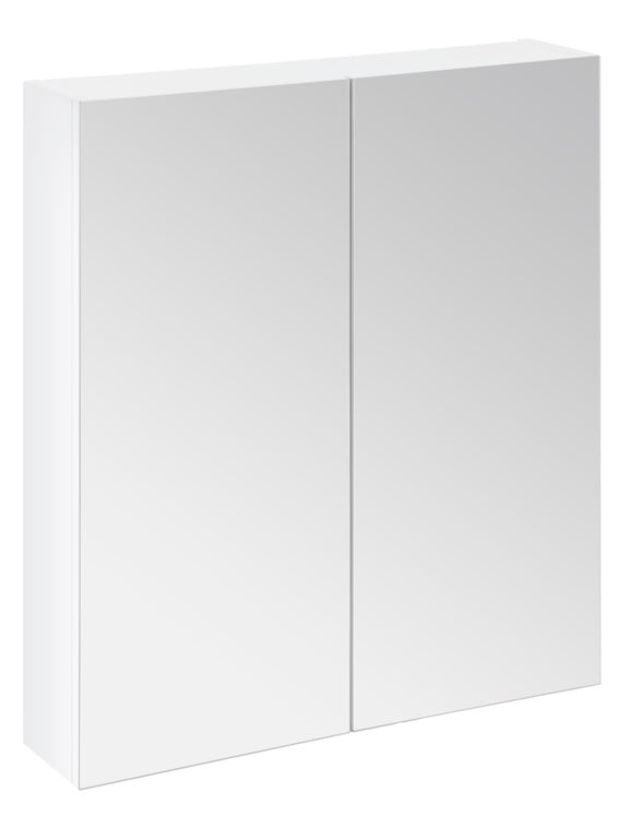SP Avalon Gloss White Wall Hung 2 Door Mirror Cabinet - 600mm