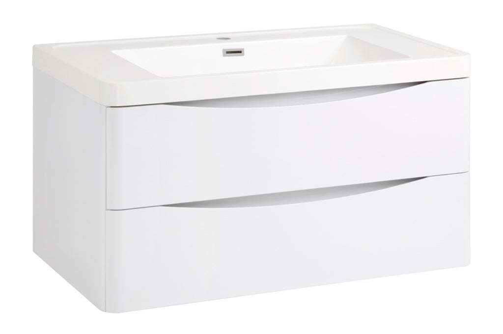 SP Ocata Gloss White Wall Hung Drawer Basin Unit - 900mm