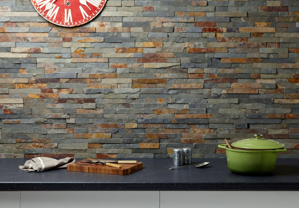 Verona Split Face Slate Cladding - Multi Coloured 100 x 360mm