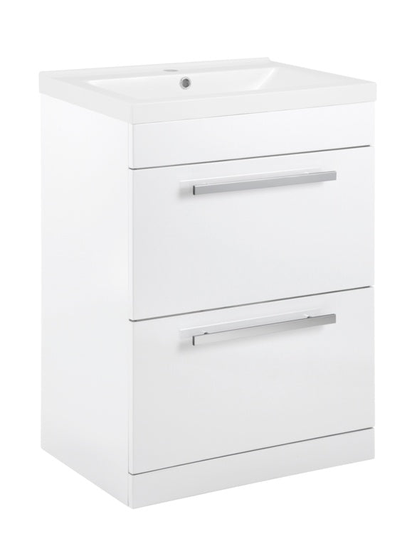 SP Avalon 2 Drawer Gloss White Basin Unit - 600mm