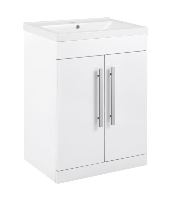 SP Avalon 2 Door Gloss White Basin Unit - 600mm