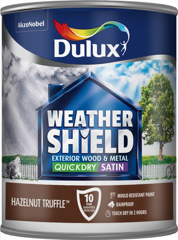Dulux Weathershield Quick Dry Satin 750ml - Hazelnut Truffle
