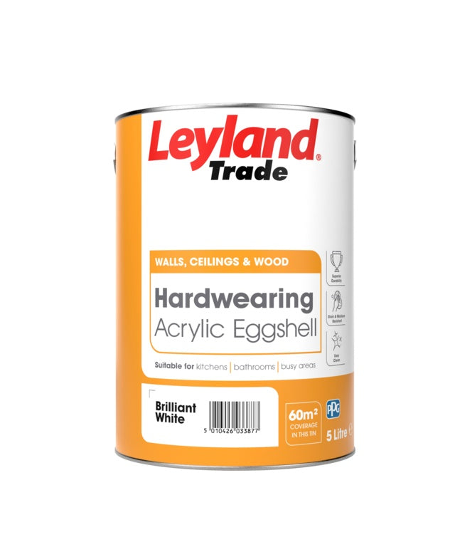 Leyland Trade Acrylic Eggshell - 5L Brilliant White