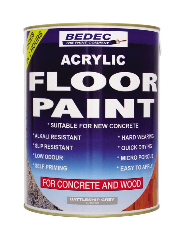 Bedec Acrylic Floor Paint 5L - Light Grey
