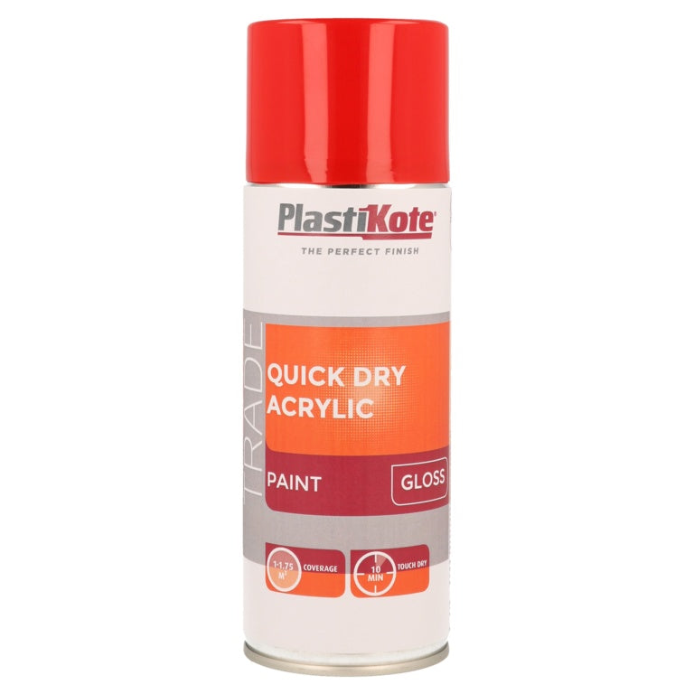 PlastiKote Quick Dry Acrylic Spray 400ml - Red Gloss