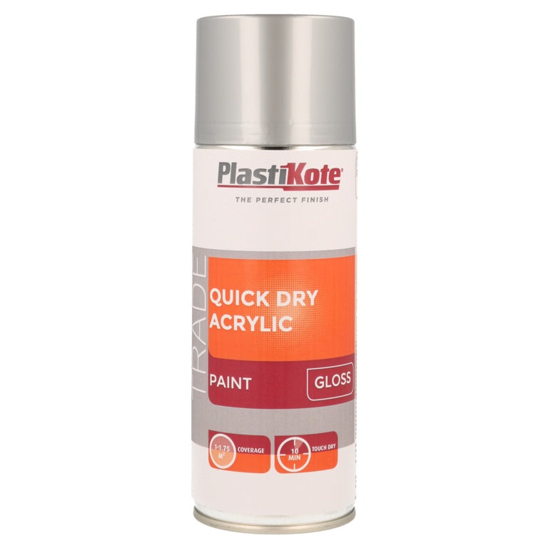 PlastiKote Quick Dry Acrylic Spray 400ml - Grey Gloss