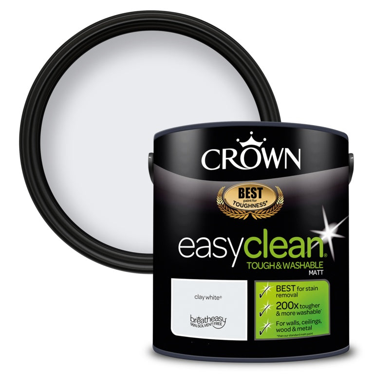 Crown Easyclean Matt Emulsion - 2.5L Clay White