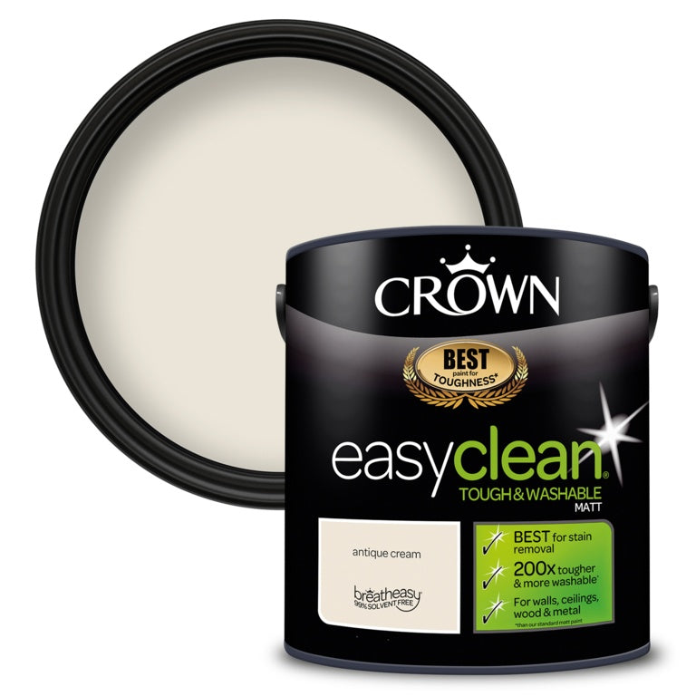 Crown Easyclean Matt Emulsion - 2.5L Antique Cream