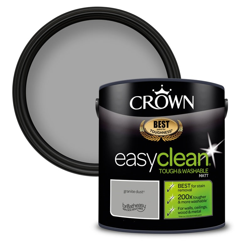 Crown Easyclean Matt Emulsion - 2.5L Granite Dust
