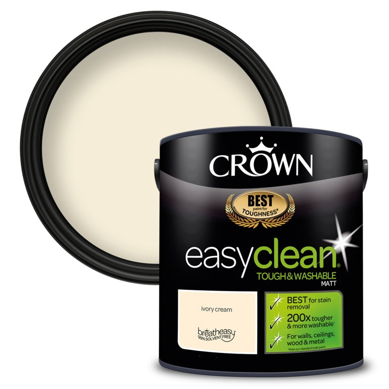 Crown Easyclean Matt Emulsion - 2.5L Ivory Cream