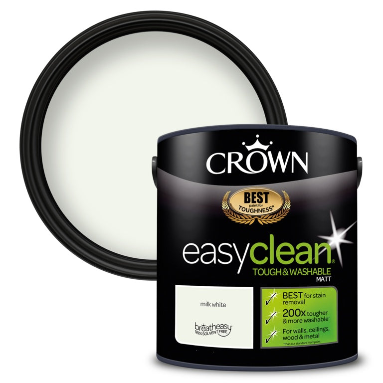 Crown Easyclean Matt Emulsion - 2.5L Milk White