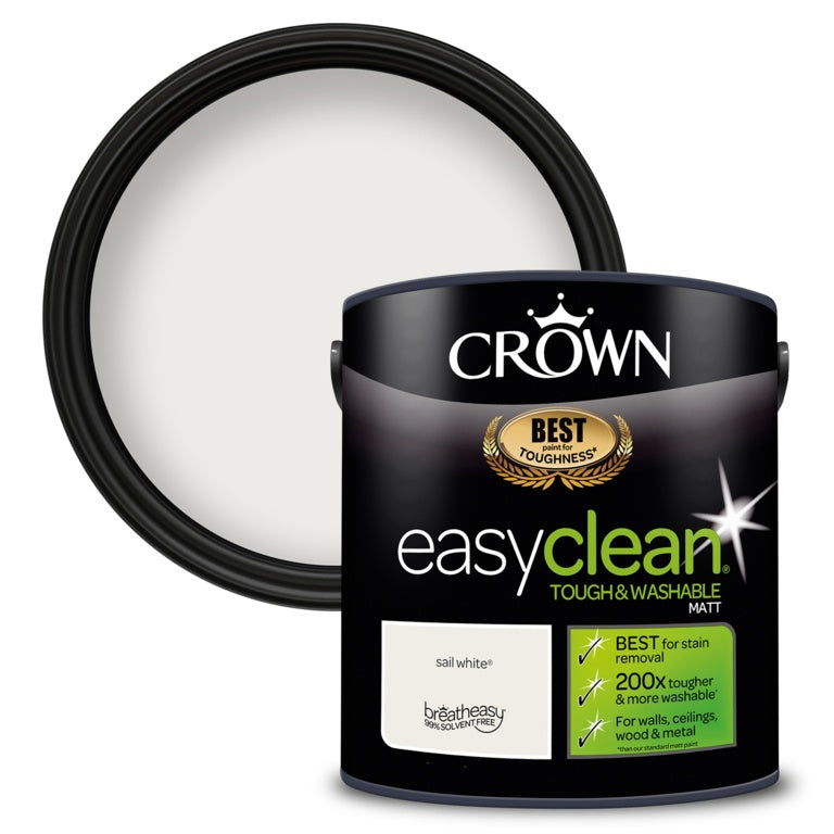 Crown Easyclean Matt Emulsion - 2.5L Sail White