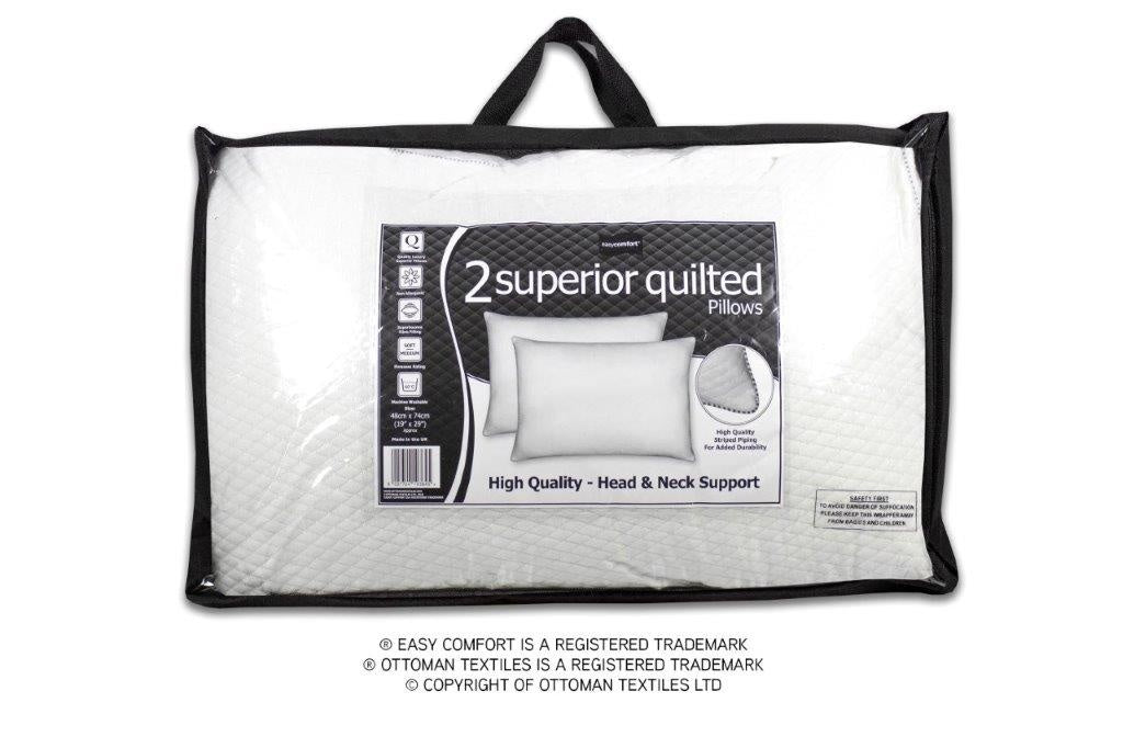 Ottoman Superior Quilted Pillows - Twin Pack