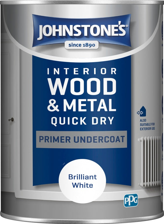 Johnstone's Quick Dry Primer Undercoat - Brilliant White - 1.25L