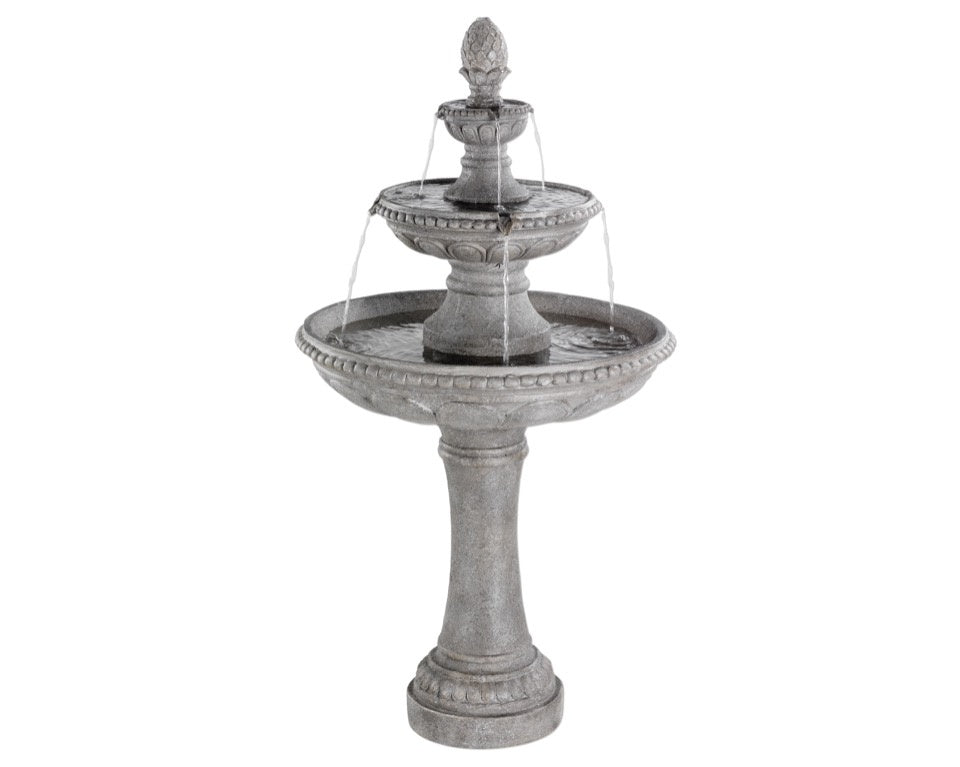 Kaemingk Poly 3 Tier Fountain - Stone Wash