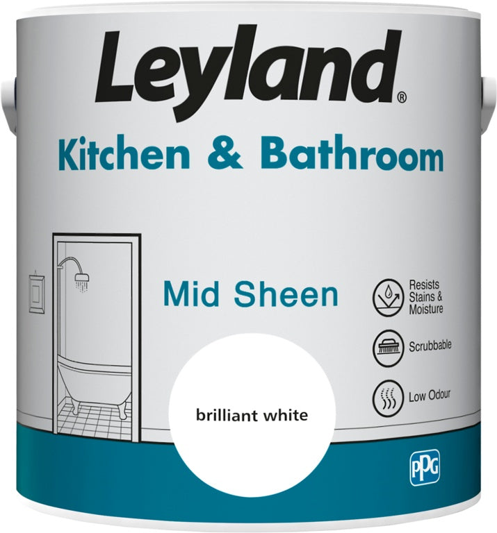 Leyland Kitchen & Bathroom Mid Sheen 2.5L - Brilliant White