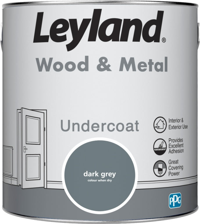 Leyland Wood & Metal Undercoat 2.5L - Dark Grey