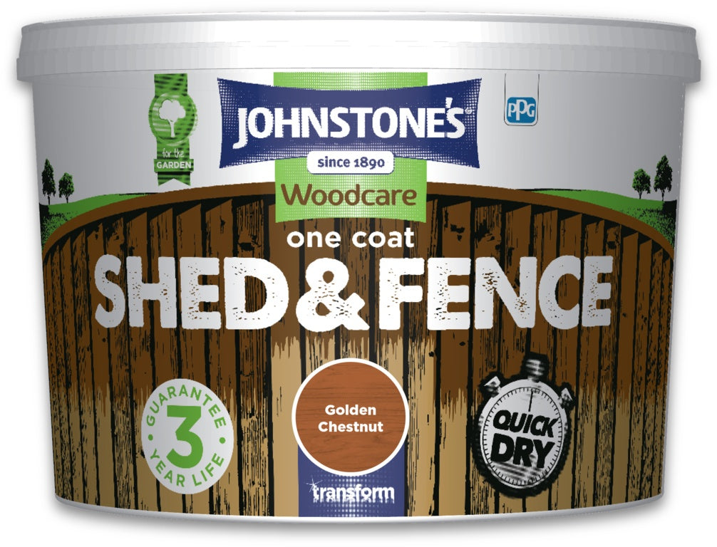 Johnstone's One Coat Shed And Fence 9L - Golden Chestnut