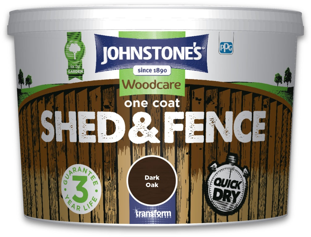 Johnstone's One Coat Shed And Fence 9L - Dark Oak